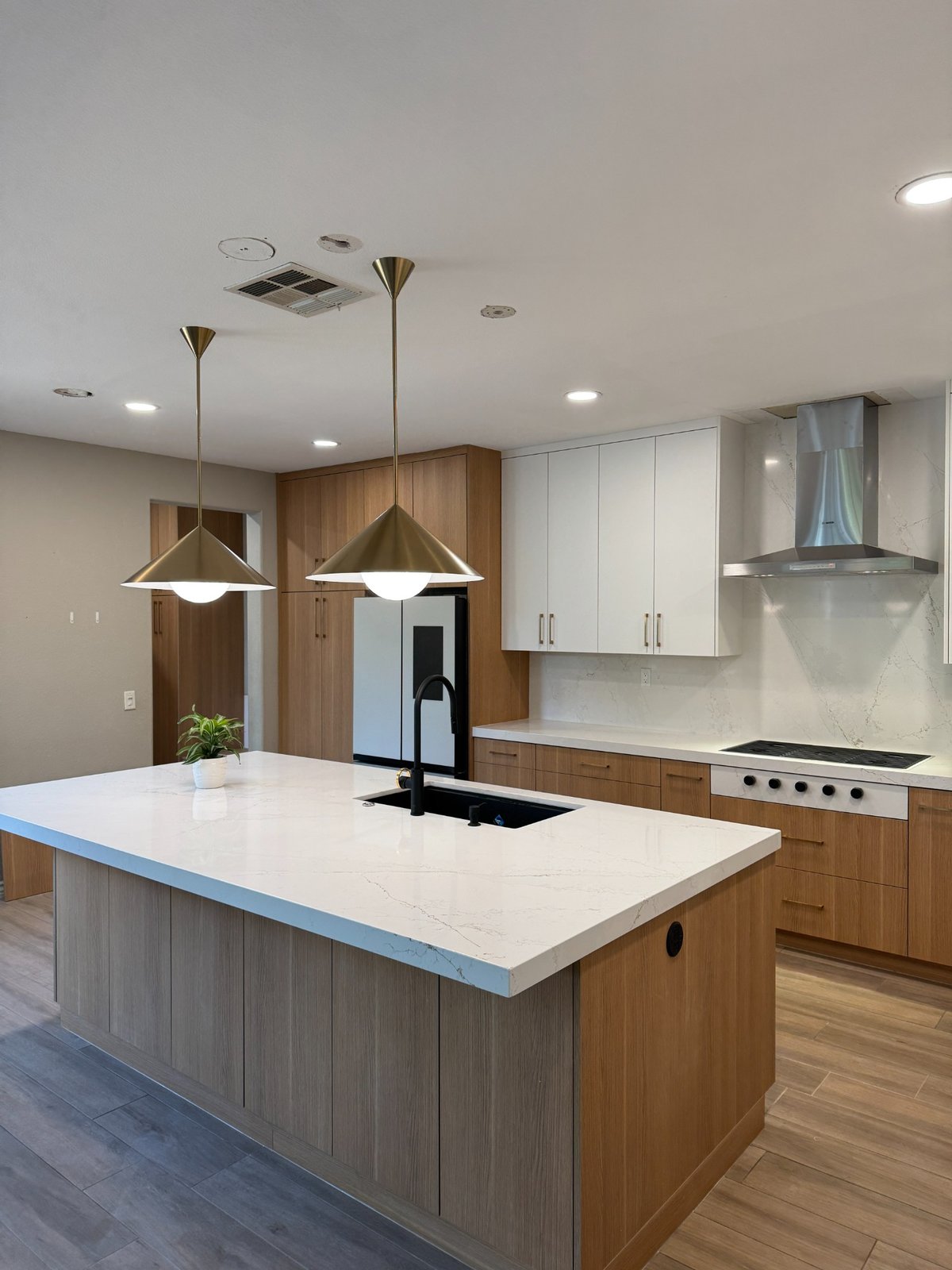 Open Concept Kitchen Design With Green Cabinets In Thousand Oaks CA