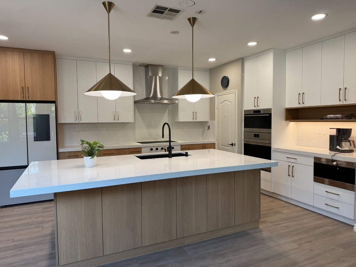 White Shaker Kitchen Cabinets With Gray Floors In Simi Valley CA